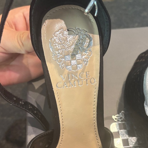 Vince Camuto Black Peep-Toe Heels - Picture 2 of 8